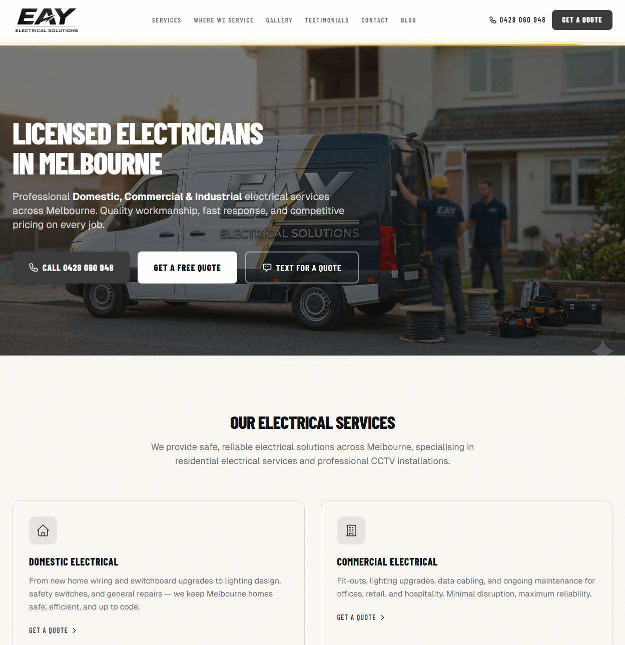 EAY Electrical website screenshot