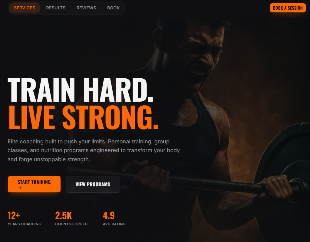 Forge Performance β Fitness & Personal Training website template preview