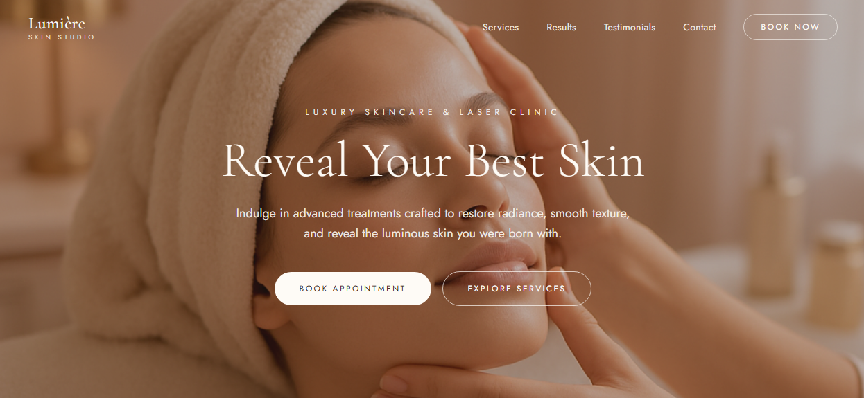 LumiΓ¨re Skin Studio β Skincare & Beauty website template preview